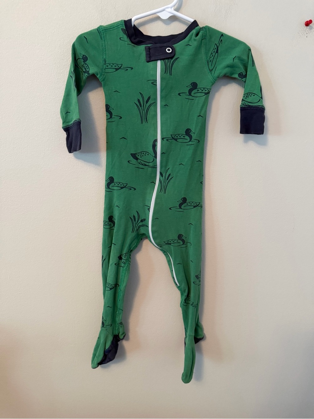 The Beaufort Bonnet company Green Duck Print Zip-Front One-Piece Pajamas